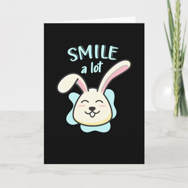 Cute Bunny Smile A Lot Funny Rabbit Card (Front)