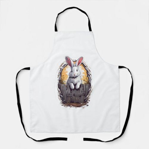 Cute bunny smiling from behind the door apron