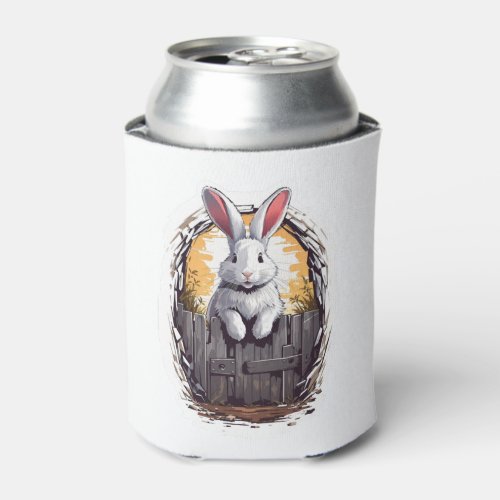 Cute bunny smiling from behind the door can cooler