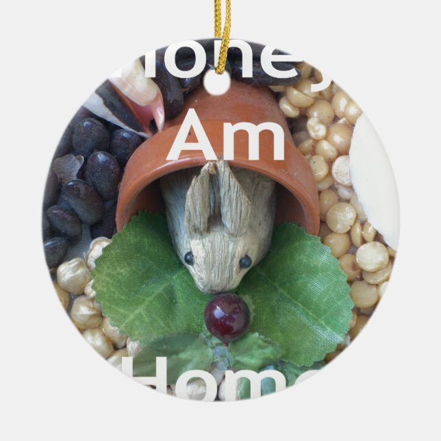 Cute Bunny Snacking Ceramic Ornament (Front)