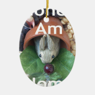 Cute Bunny Snacking Ceramic Ornament