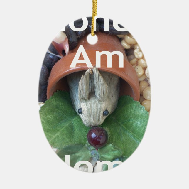 Cute Bunny Snacking Ceramic Ornament (Front)