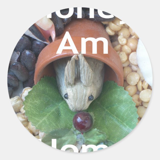 Cute Bunny Snacking Classic Round Sticker (Front)