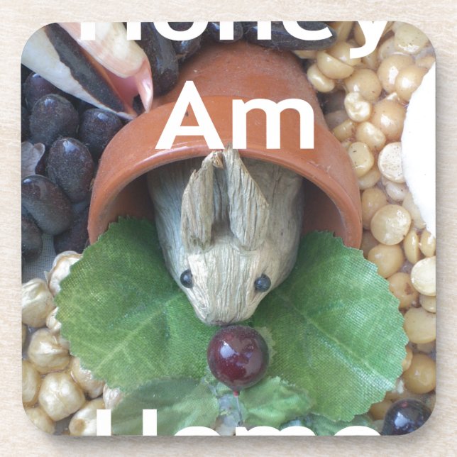 Cute Bunny Snacking Drink Coaster (Front)