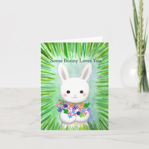 Cute Bunny Some Bunny Loves You Sweet Valentines  Card