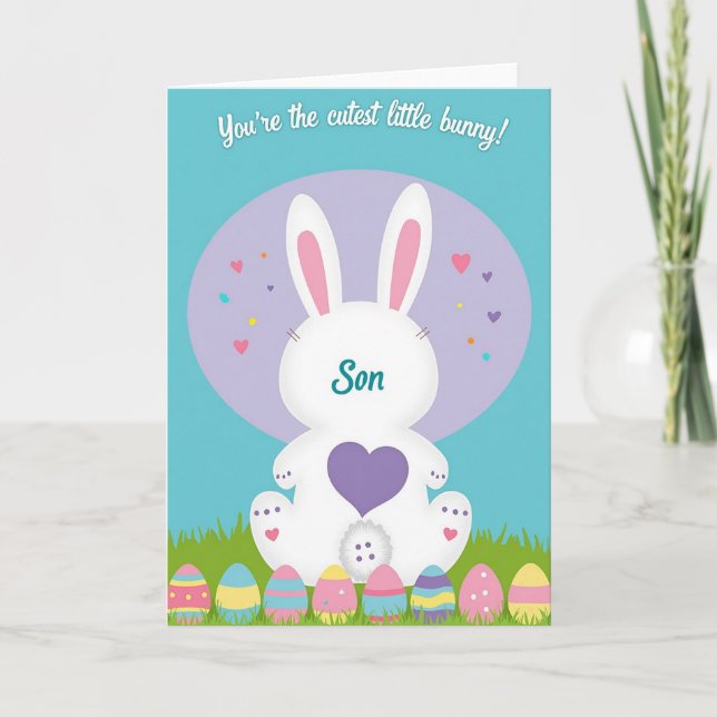 Cute Bunny Son Greeting Card (Front)