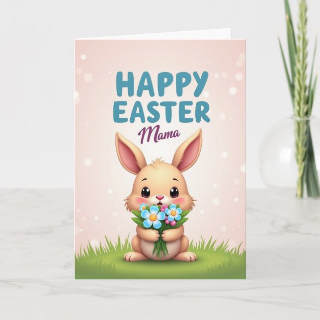 Cute Bunny Spring Bouquet Card (Front)