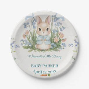 Cute Bunny Spring Floral Baby Shower Personalized Paper Plates