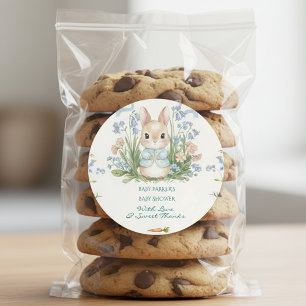 Cute Bunny Spring Floral Baby Shower Thank You  Classic Round Sticker