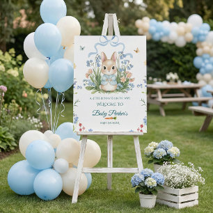 Cute Bunny Spring Floral Baby Shower Welcome Foam Board