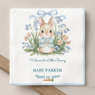 Cute Bunny Spring Floral Personalized Baby Shower Napkins
