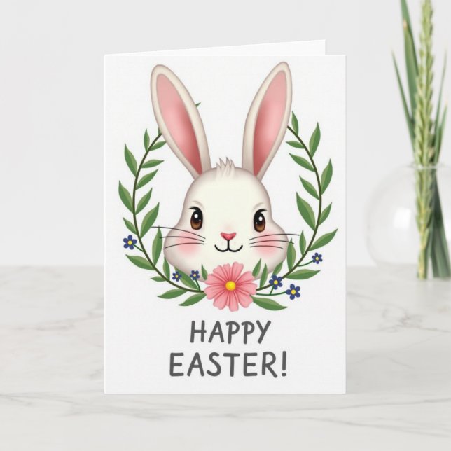 Cute Bunny Spring Greeting Card (Front)