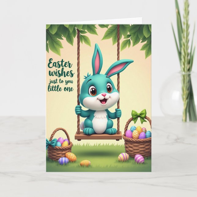 Cute Bunny Spring Swing Card (Front)