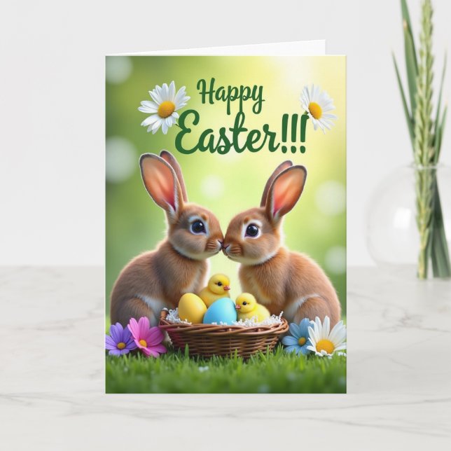 Cute Bunny Springtime Wishes Card (Front)