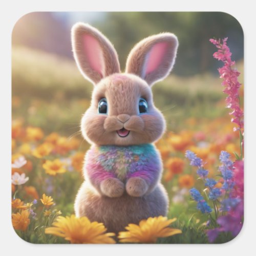 Cute bunny sticker square sticker