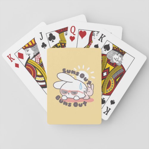 Cute Bunny Suns Out Buns Out Poker Cards