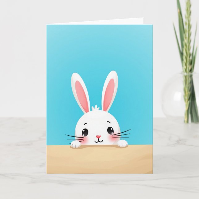 Cute Bunny Surprise Peek Card (Front)