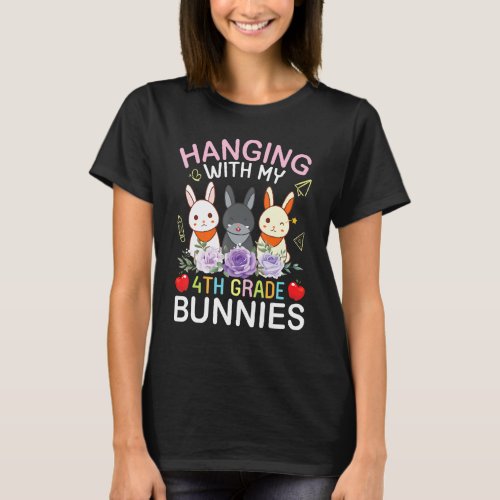 Cute Bunny Teacher Student I Love My 4th Grade Bun T_Shirt