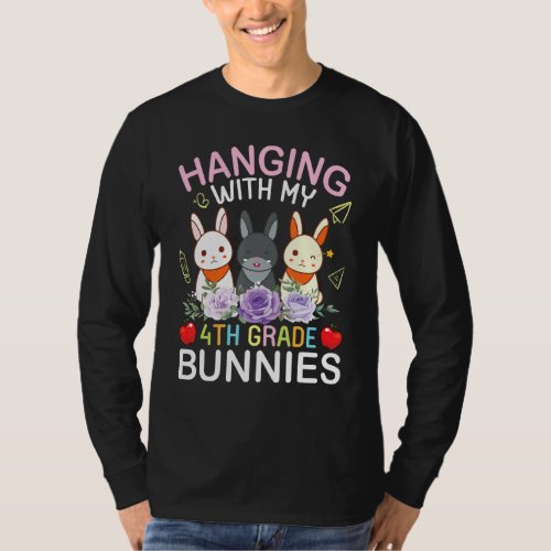 Cute Bunny Teacher Student I Love My 4th Grade Bun T_Shirt