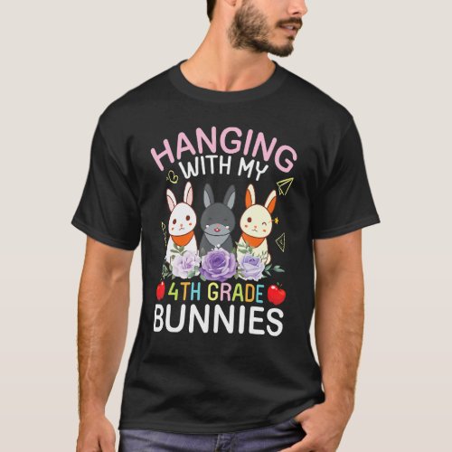 Cute Bunny Teacher Student I Love My 4th Grade Bun T_Shirt