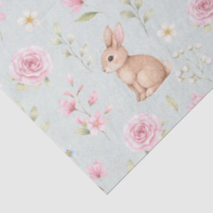 Cute Bunny Teapot Pink Floral  Tissue Paper