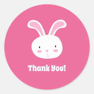Cute Bunny Thank You Classic Round Sticker
