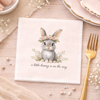 Cute Bunny Theme Gender Neutral Baby Shower Napkins