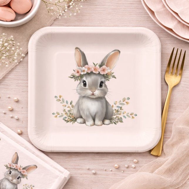 Cute Bunny Theme Gender Neutral Baby Shower Paper Plates (Creator Uploaded)