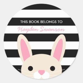 Cute Bunny | This Book Belongs To Classic Round Sticker