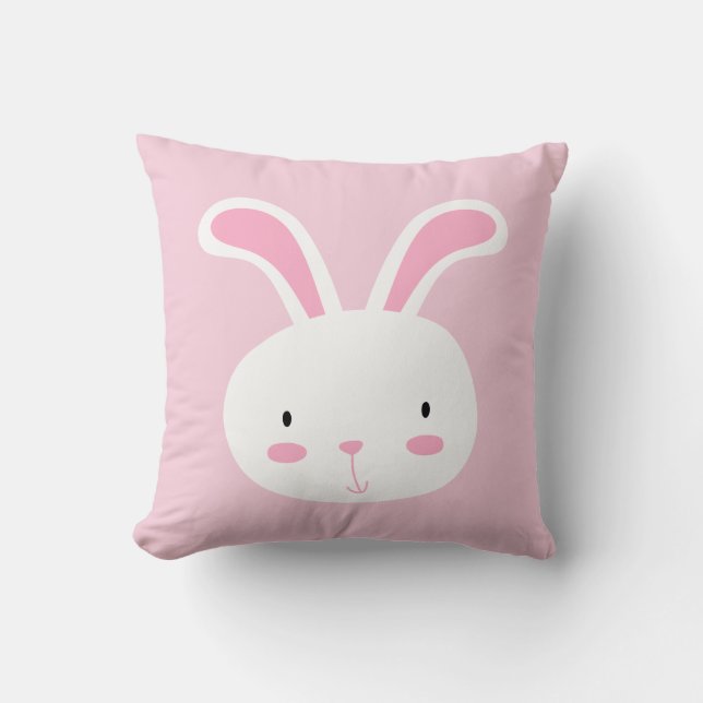 Cute Bunny Throw Pillow (Front)