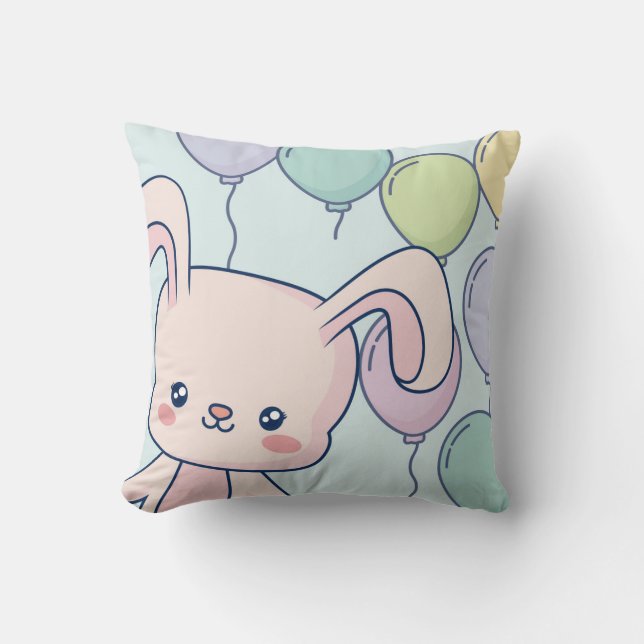 Cute Bunny Throw Pillow (Front)