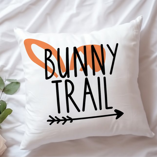 Cute Bunny Trail Bunny Ears Orange Easter Throw Pillow (Creator Uploaded)