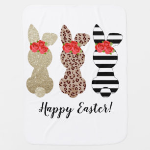Cute Bunny Trio Easter Baby Blanket
