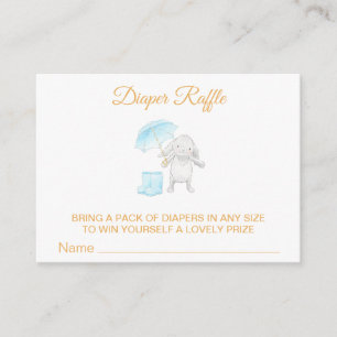 *~* Cute Bunny Umbrella Blue Diaper Raffle Enclosure Card