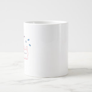 Cute Bunny Under Candy Rain Giant Coffee Mug
