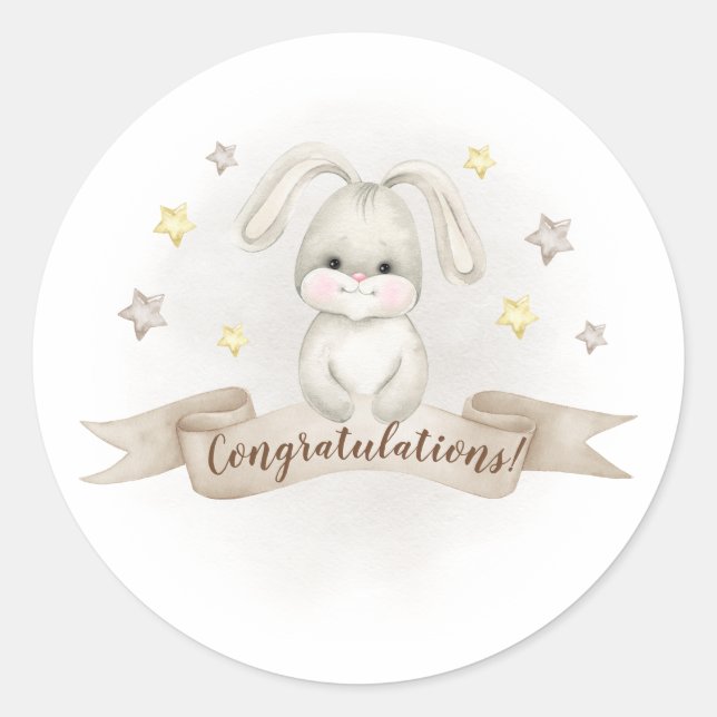 cute bunny unisex bunny stickers congratulations (Front)