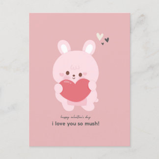 Cute bunny valentine's day postcard 