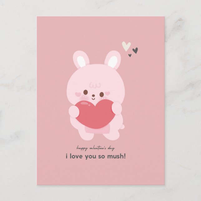 Cute bunny valentine's day postcard  (Front)