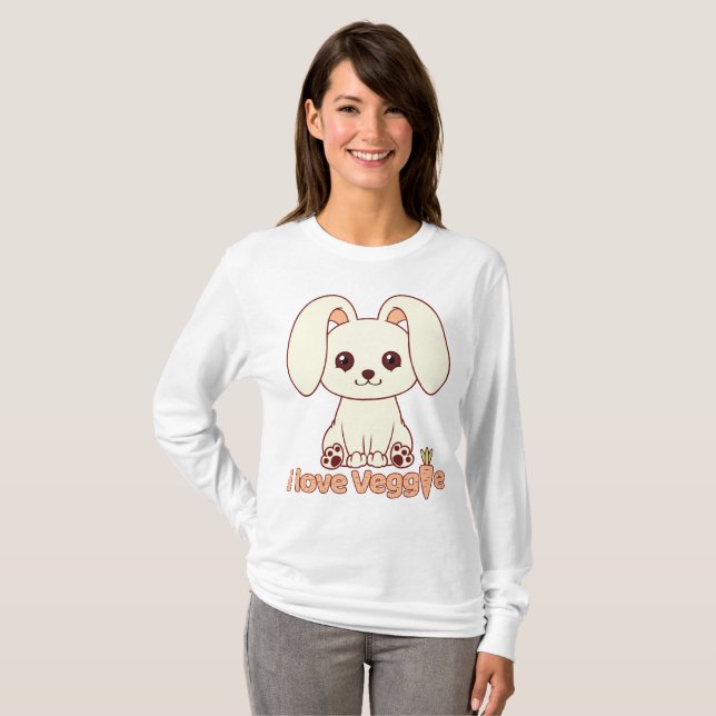 Cute Bunny - Vegan/Vegetarian T-Shirt (Front Full)