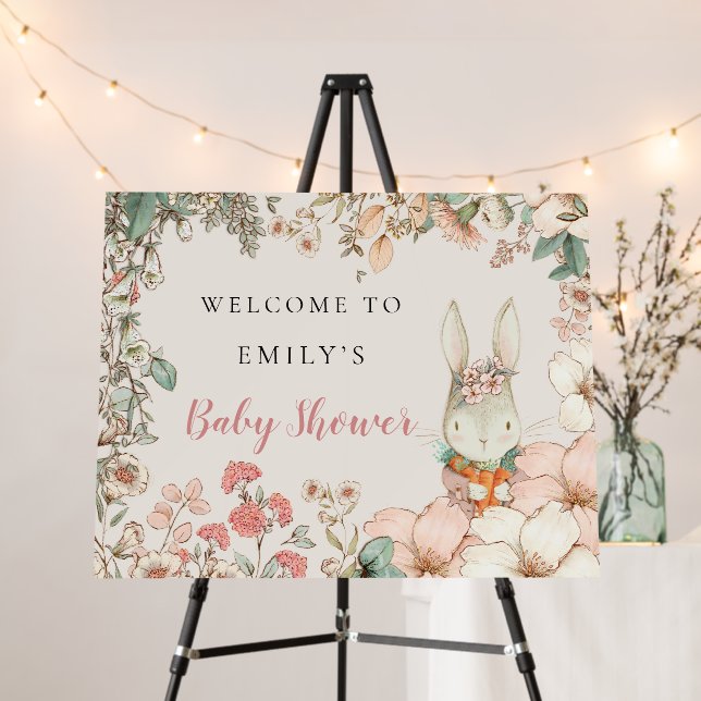 Cute Bunny Vintage Welcome Baby Shower Foam Board (In Situ (Stand))
