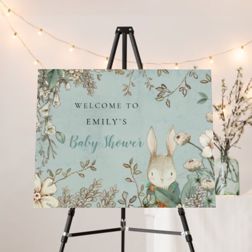 Cute Bunny Vintage Welcome Baby Shower Powder Foam Board