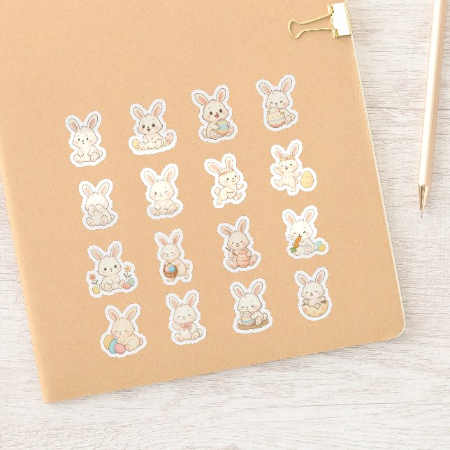 Cute Bunny Vinyl Stickers | Kawaii Rabbits (Notebook)
