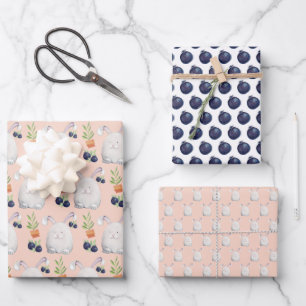 Cute Bunny Watercolor Art Pattern Wrapping Paper Sheets