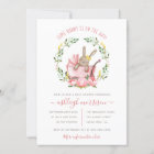 Cute Bunny & Watercolor Flowers Girl Baby Shower