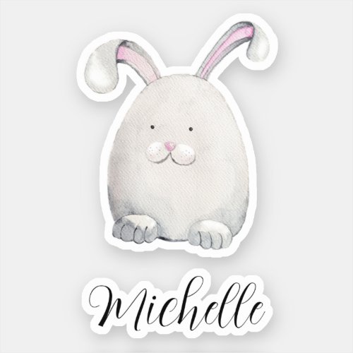 Cute Bunny Watercolor Hand_painted Illustration Sticker