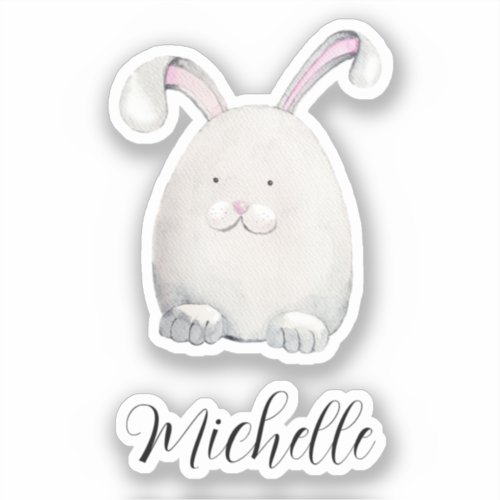 Cute Bunny Watercolor Hand_painted Illustration Sticker