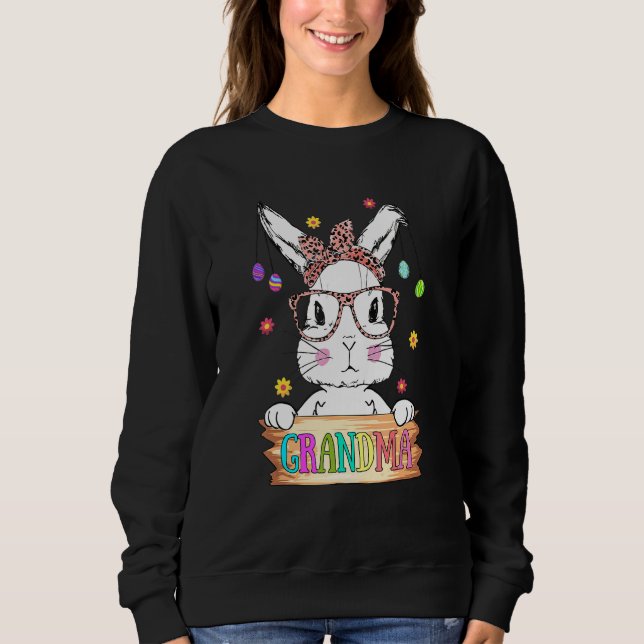 Cute Bunny Wearing Face Mask Grandma Happy Easter  Sweatshirt (Front)