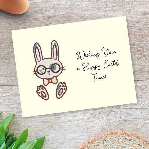 Cute Bunny Wearing Glasses Easter Personalized Holiday Postcard