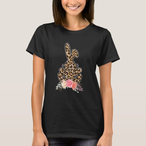 Cute Bunny Wearing Glasses Leopard Happy Easter Da T_Shirt