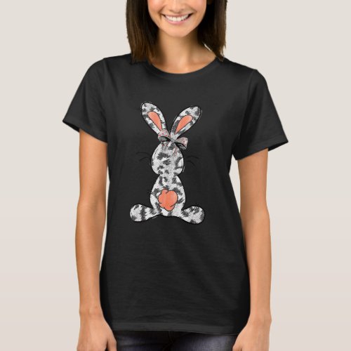 Cute Bunny Wearing Leopard  Happy Easter Day 2022 T_Shirt